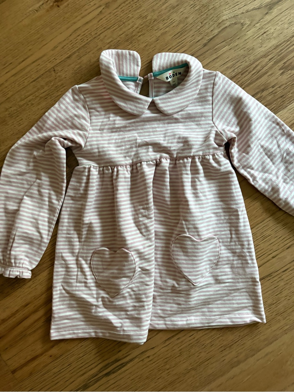 Mini Boden Pink and White Stripe Long-Sleeve Top
